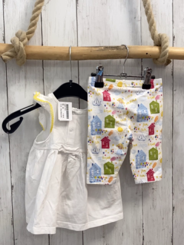 2tlg Mayoral  Top + Radler  Gr. 80  weiß Flip Flops Häuse Kinder gelb umhäkelt 