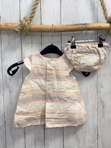2tlg Zara  Sommerbluse + Shorts  Gr. 74  wei lachs hellgrau hellrote Streifen Schleifen 