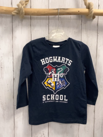 Harry Potter  Langarmshirt  Gr. 104  blau Hogwarts Wappen weiße Schrift 