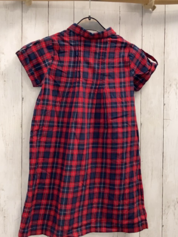 Jacadi  Sommerkleid  Gr. 140  rot blau schwarz weiß kariert Knopfleiste mit Rüschenbund 