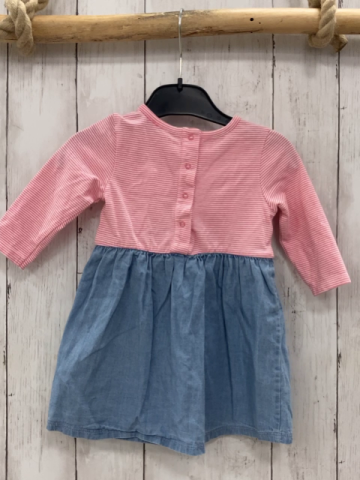 Steiff  Kleid  Gr. 68  rosa weiß gestreiftes Oberteil Jeansrock mit Bärenkopf 