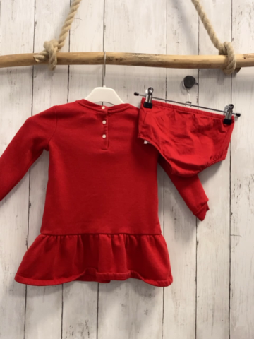 2tlg Ralph Lauren Kleid + Höschen Gr. 92  rot braune Motive + rot