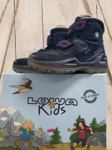 fast neu Lowa  Boots  Gr. 29  blau + pink türkis Nähte Teddyfutter NP 110 € 