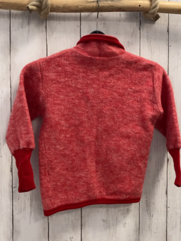 Cosilana  Walkjacke  Gr. 92  rot dunkelroter Bund 100 % Schurwolle 