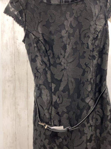 2tlg Esprit  Kleid + Gürtel  Gr. 34  schwarz dunkelgraue Stickerei 