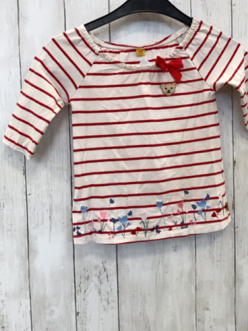 Steiff  Langarmshirt  Gr. 110  weiß rote Streifen Blumen 