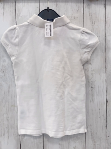 Ralph Lauren  Poloshirt  Gr. 116  weiß Rüschen an der Knopfeiste 