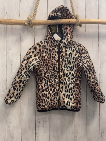 Vingino  Wendejacke  Gr. 110  oliv schwarzer Bund / beige schwarz braun leoprint 