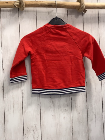 Obaibi Pullover Gr. 86  rot Waschbär gestreifter Bund