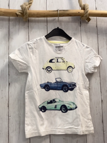 Vertbaudet  T-Shirt  Gr. 116  weiß bunte Fahrzeuge 