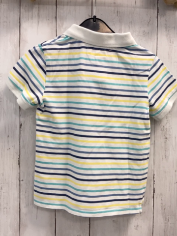 H&M T-Shirt Gr. 110  weiß bunte Streifen Kragen