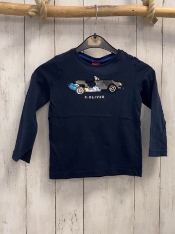 S´ Oliver  Langarmshirt  Gr. 104  blau Pailettenauto 