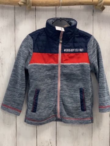   Fleecejacke  Gr. 104  blau rot + grau blau meliert rote Nähte 