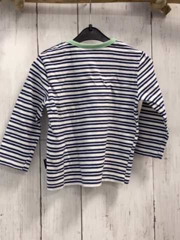Sanetta Langarmshirt Gr. 68  blau weiß gestreift hellgrüner Bund
