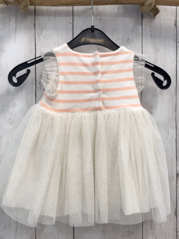 Petit bateau Kleid Gr. 68  weiß rosa gestreiftes Oberteil weißer Tüllrock mit Glitzerpunkten