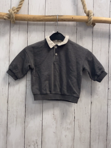 H&M  Pullover  Gr. 68  grau weißer Kragen Knopfleiste 