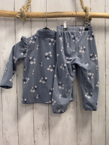 2tlg H&M  Fleecejacke + -leggings  Gr. 92  hellgrau Fleece Blumen 