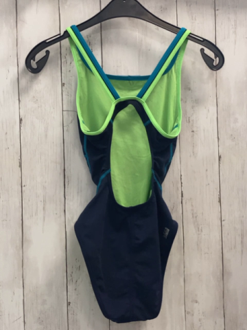 Decathlon  Badeanzug  Gr. 152  blau petrol hellgrüne Träger 
