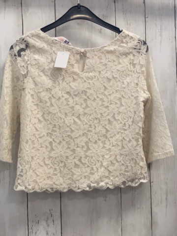 H&M  Bluse  Gr. 146  beige zweilagig Blumenstickerei