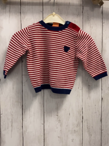   Pullover  Gr. 68  rot weiße Streifen blauer Bund Strick 