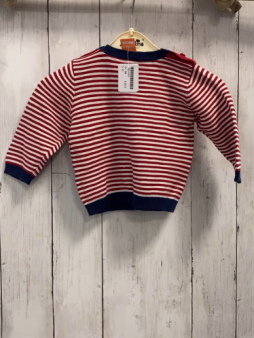  Pullover  Gr. 68  rot weiße Streifen blauer Bund Strick 