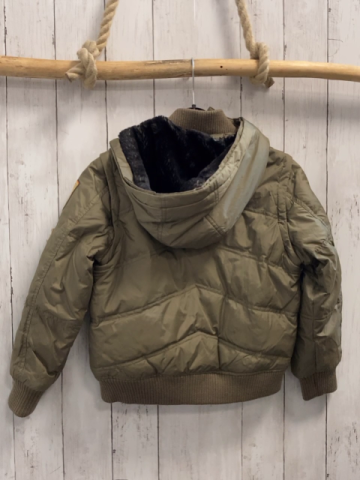 Geox  Winterjacke  Gr. 128  sand Ärmel abtrennbar Kapuze mit schwarzem Plüschfutter 