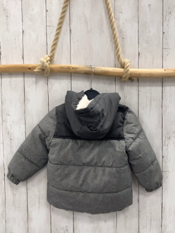H&M  Winterjacke Gr. 92  grau hellgrau Kapuze mit beige Teddyfutter 