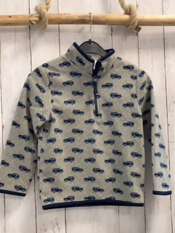  Pullover Gr. 116  grau Fleece blaue Autos + Bund