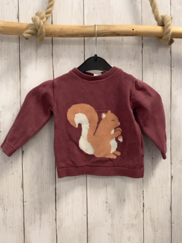 H&M  Pullover  Gr. 80  aubergine Eichhörnchen Strick