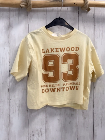 H&M  T-Shirt  Gr. 140  gelb braune Schrift 