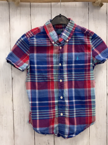 Ralph Lauren  Sommerhemd  Gr. 116  blau hellblau rot hellgrün weiß kariert 