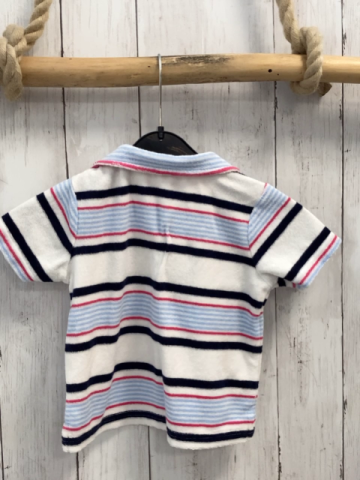 Janie & Jack  T-Shirt  Gr. 86  weiß blau rot hellblaue Streifen Frottee Karagen 
