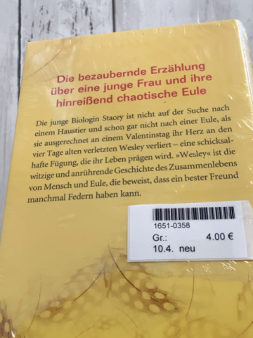 neu  Buch Wesley oder Wie eine Eule mein Herz eroberte 