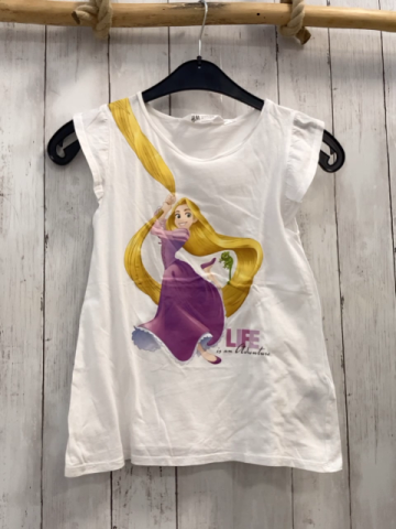 H&M T-Shirt  Gr. 134  weiß Rapunzel 