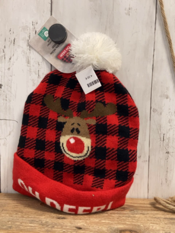   Mütze  Weihnachtsmütze One Size Strick weißer Bommel 