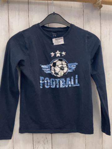 Name it  Langarmshirt  Gr. 134/140  blau Pailettenfußball + -schrift 