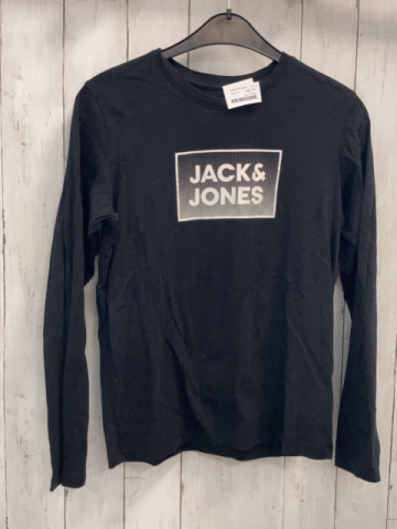 Jack & Jones Langarmshirt  Gr. 164  schwarz graues Rechteck mit weißer Schrift 
