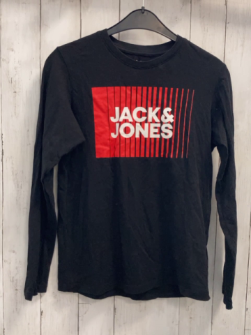 Jack & Jones Langarmshirt  Gr. 164  schwarz rote Streifen weiße Schrift 