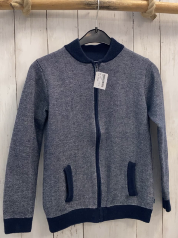 Okaidi  Strickjacke  Gr. 134  blau hellgrau meliert blauer Bund 