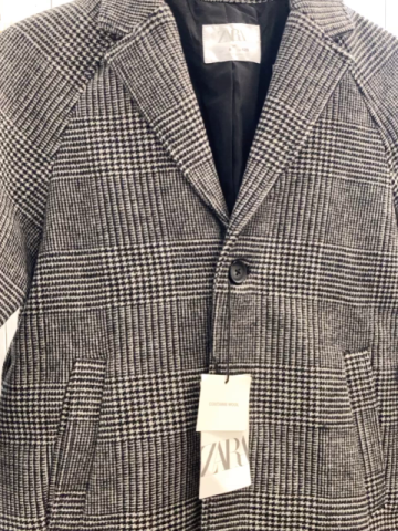 neu Zara  Mantel  Gr. 128  grau schwarz gemustert 