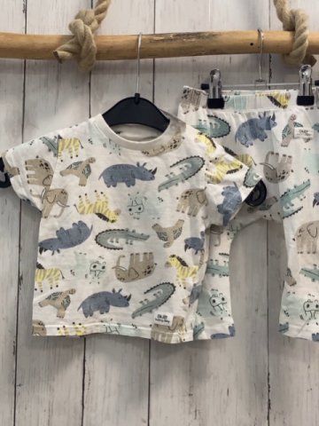 2tlg  T-Shirt + Leggings  Gr. 74  weiß bunte Wilde Tiere 