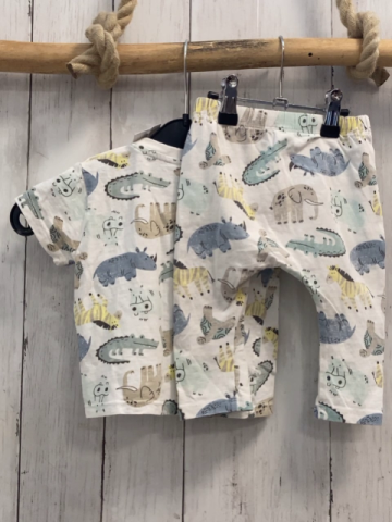 2tlg  T-Shirt + Leggings  Gr. 74  weiß bunte Wilde Tiere 