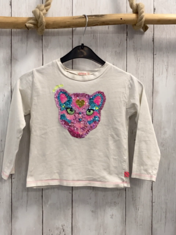 Billieblush Langarmshirt Gr. 110  weiß Pailettentierkopf pink Nähte 