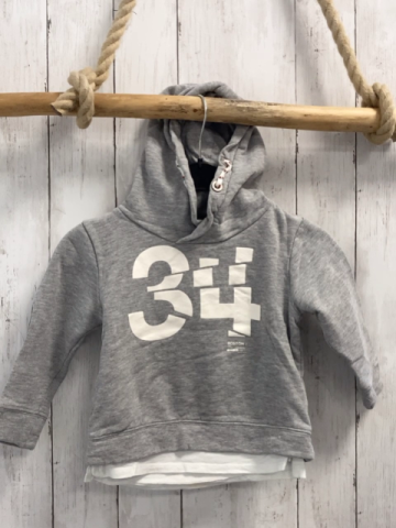 Tom Tailor  Pullover  Gr. 92  grau Kapuze weiße Zahle + weißer Saum 