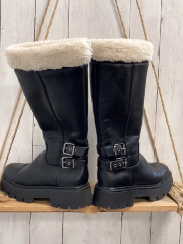   Stiefel Gr. 35  schwarz weißer Plüschbund+ weißes Plüscfutter 
