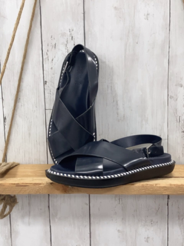Zara  Sandalen  Gr. 36  dunkelblau + blau weiß gestreifter Rand 