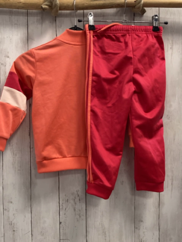 2tlg Adidas  Jogginganzug  Gr. 98  orange rot weiß 