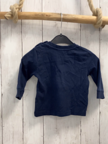  Langarmshirt Gr. 74  blau bunte Schrift