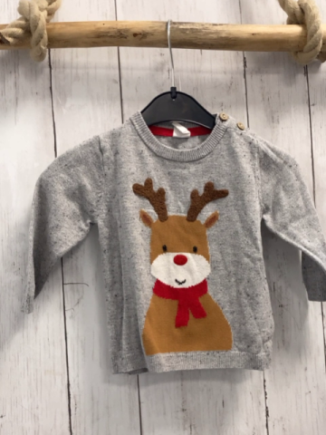 H&M Pullover Gr. 68  grau Strick Rentier