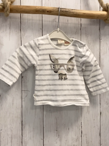 zara Langarmshirt Gr. 74  weiß graue streifen Tier mit Brille